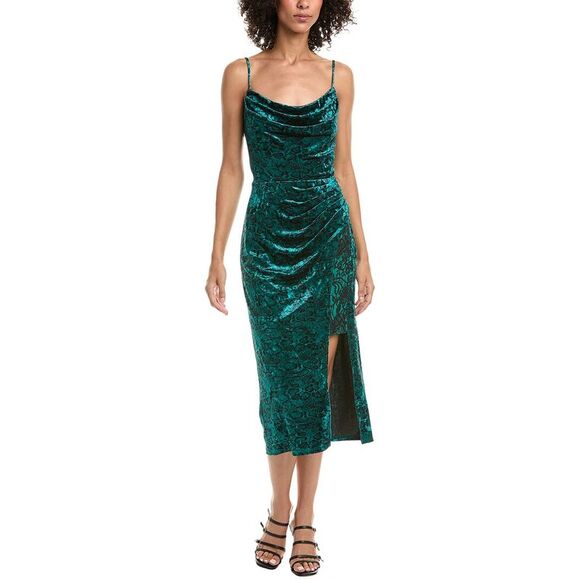 Tadashi Shoji Womens  Juneau Spaghetti Strap Lace Midi Dress, Green - Picture 1 of 3